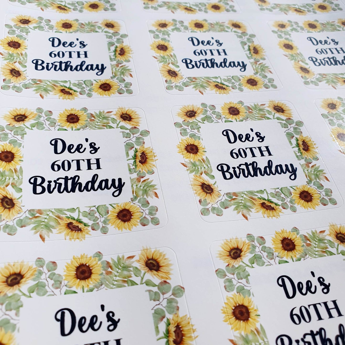 Sunflower stickers | White gloss with real foil