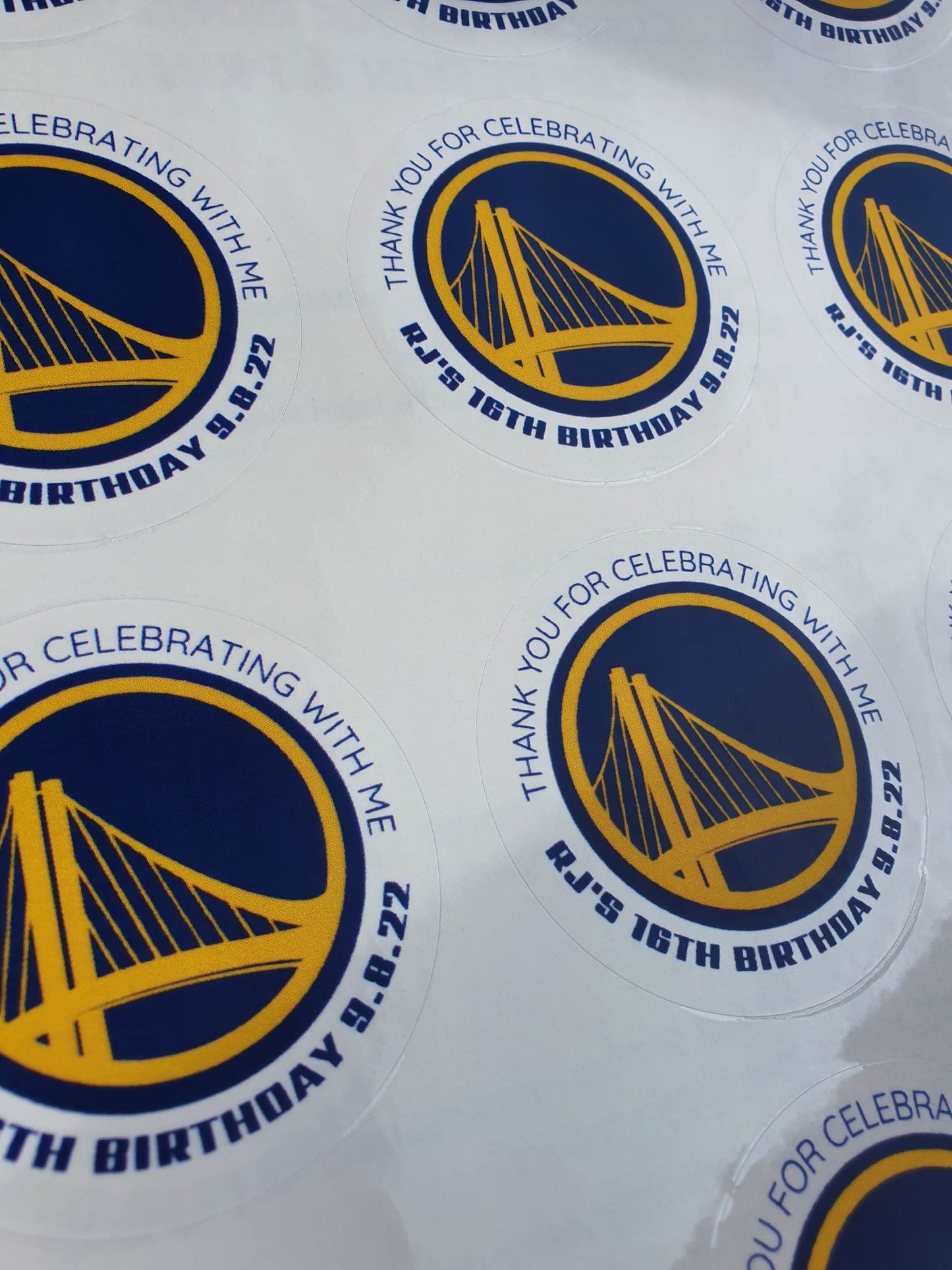 Golden State Warriors Stickers | Personalised birthday stickers