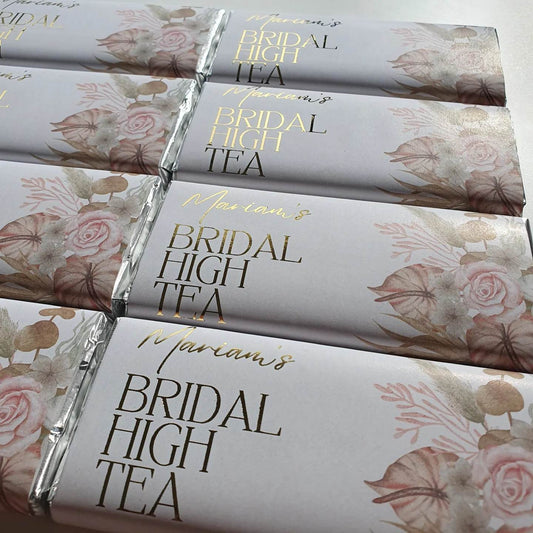 Boho Floral with gold foil | Personalised chocolate bars