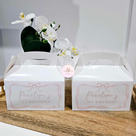 Pink Bow Favour Boxes