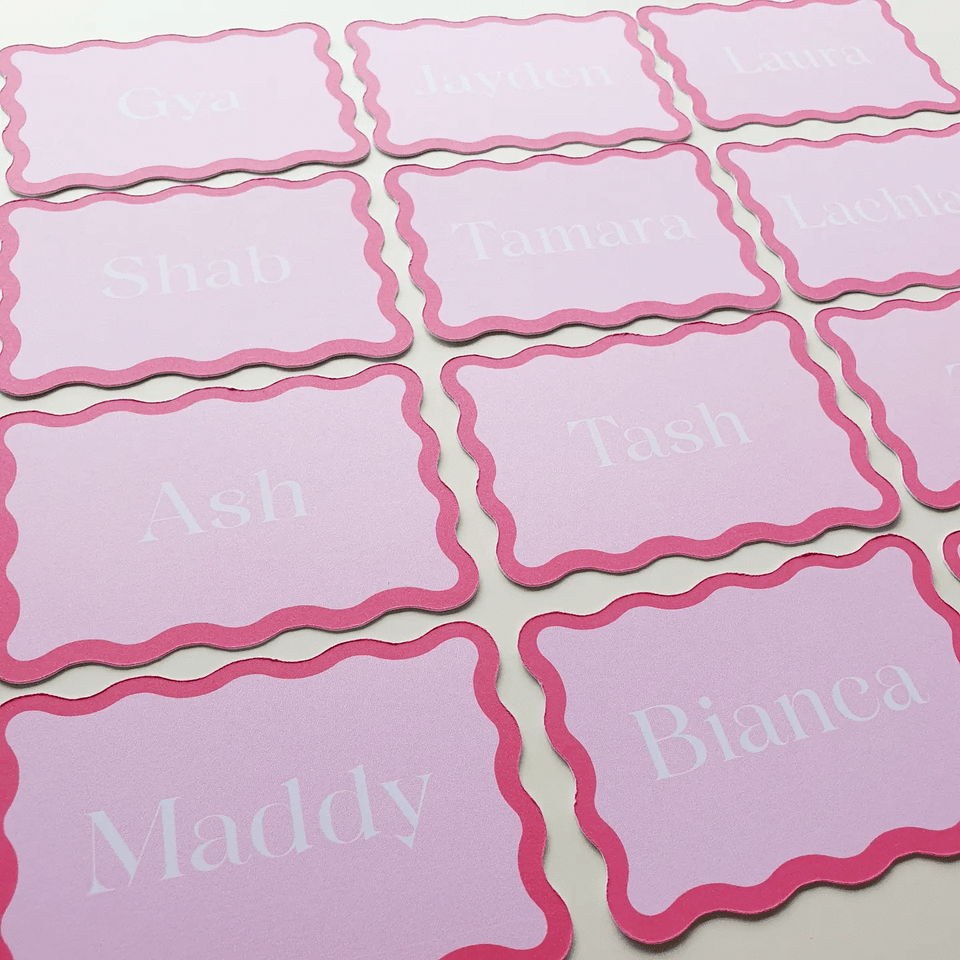Pink Wavey Place Cards